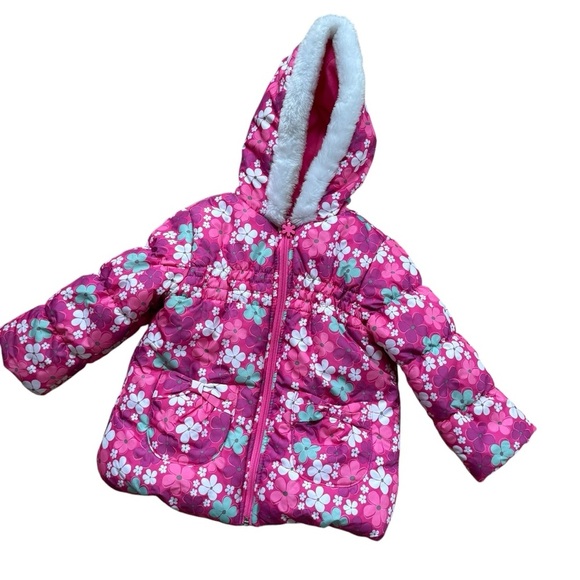 Wippette Floral Pink Jacket Puffer Hooded toddler Girls 3T - Picture 1 of 6